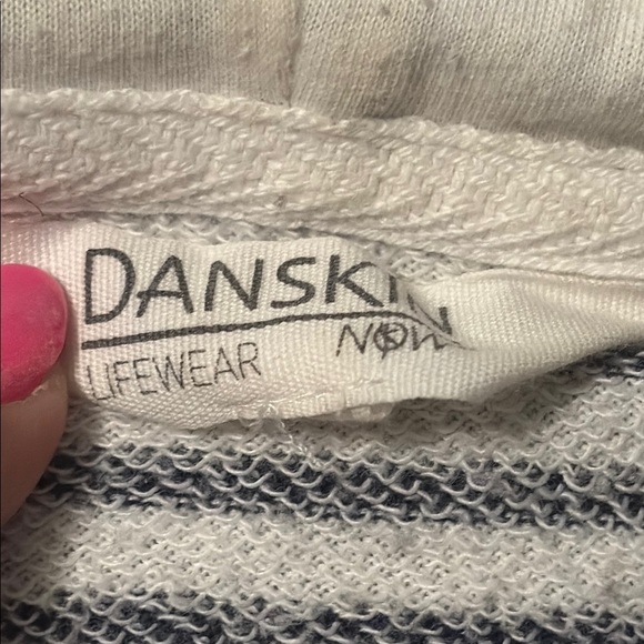 Danskin Striped Zip-Up Hoodie, size large navy and white - Picture 5 of 8